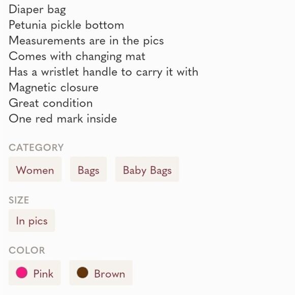 Gorgeous Petunia Pickle Bottom Diaper Bag - Picture 13 of 13